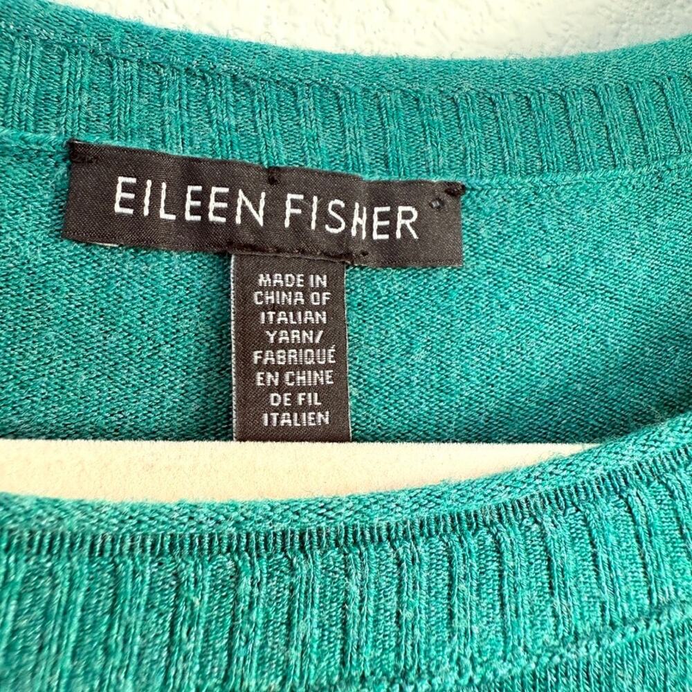 EILEEN FISHER Italian Yarn Boxy Sweater Green Relaxed Fit Viscose L Lagenlook - Picture 2 of 5